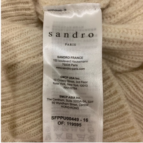 SANDRO PARIS Cream Cowl Neck Sweater size 3 - Picture 6 of 7